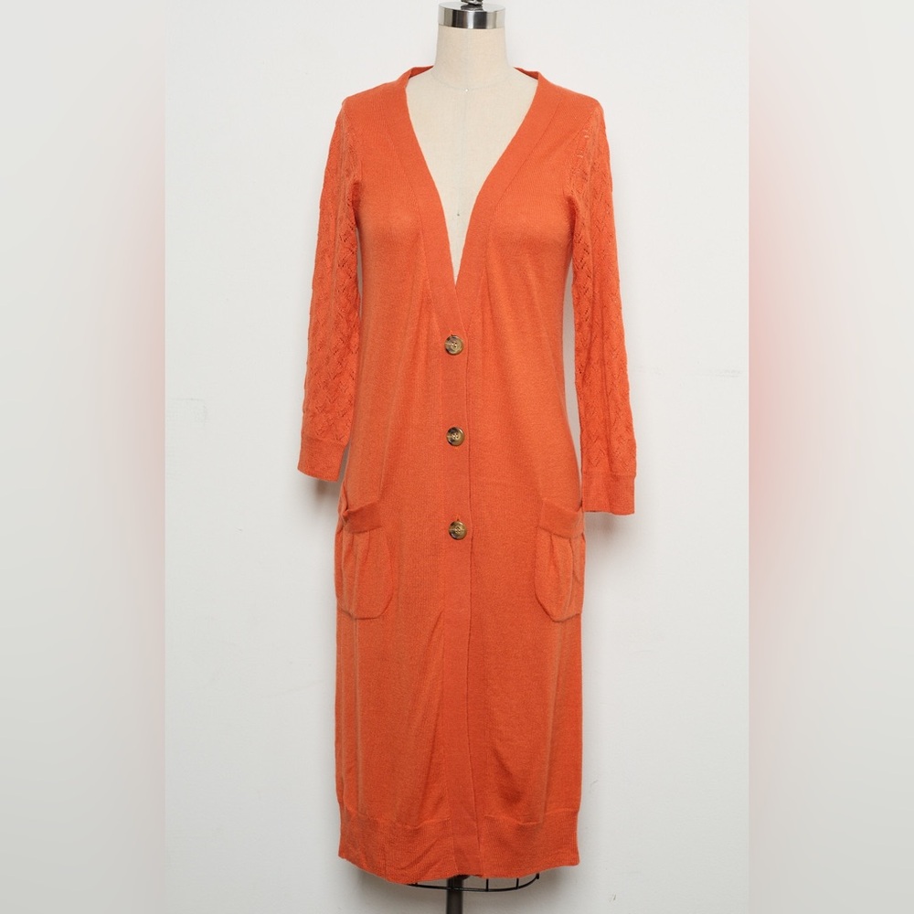 Deep V-neck Long-sleeve Long Cardigan 100% Cashmere [NEW]